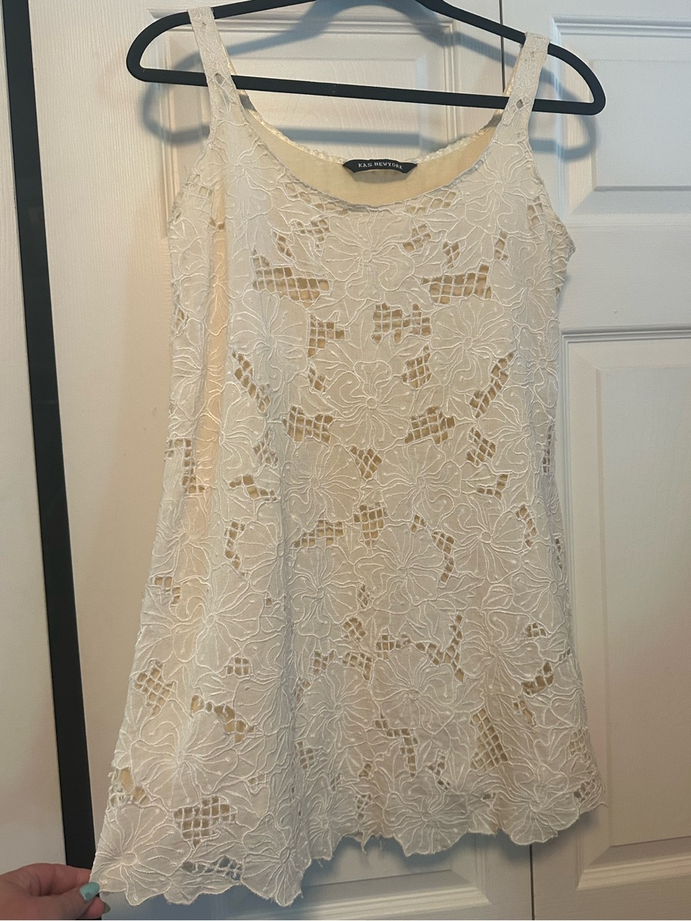KAS New York Cream Floral Lace Mini Dress